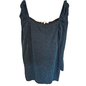 Rowa Mini Dress Size XL Glitter Turquoise black‎ long sleeve o